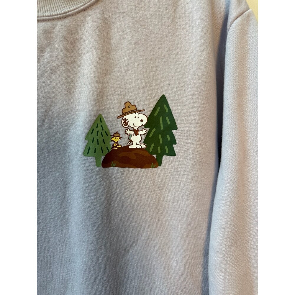 Peanuts Snoopy Camping Gray Crewneck Sweatshirt Size XL - Picture 2 of 4